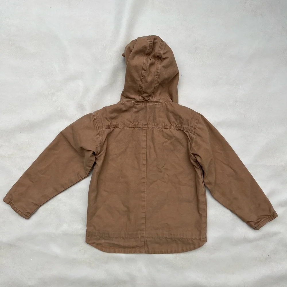 WALLS Tough Wear Tan Snap Flannel Red Plaid Lined Hooded Coat Jacket Boys Kids